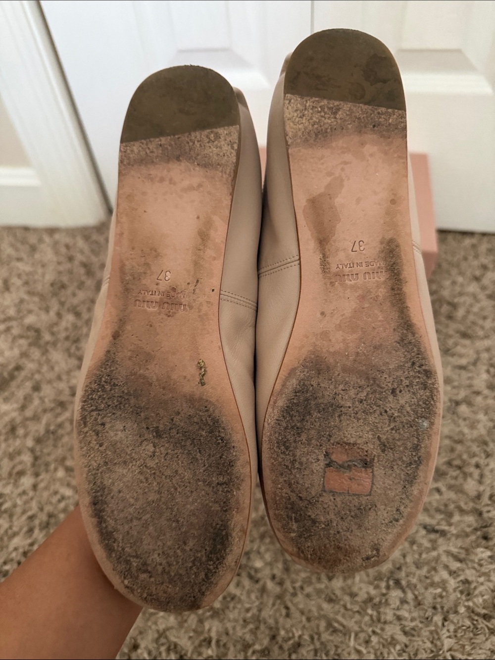 Miu Miu Leather Ballet Flats Beige 37 - Picture 5 of 7